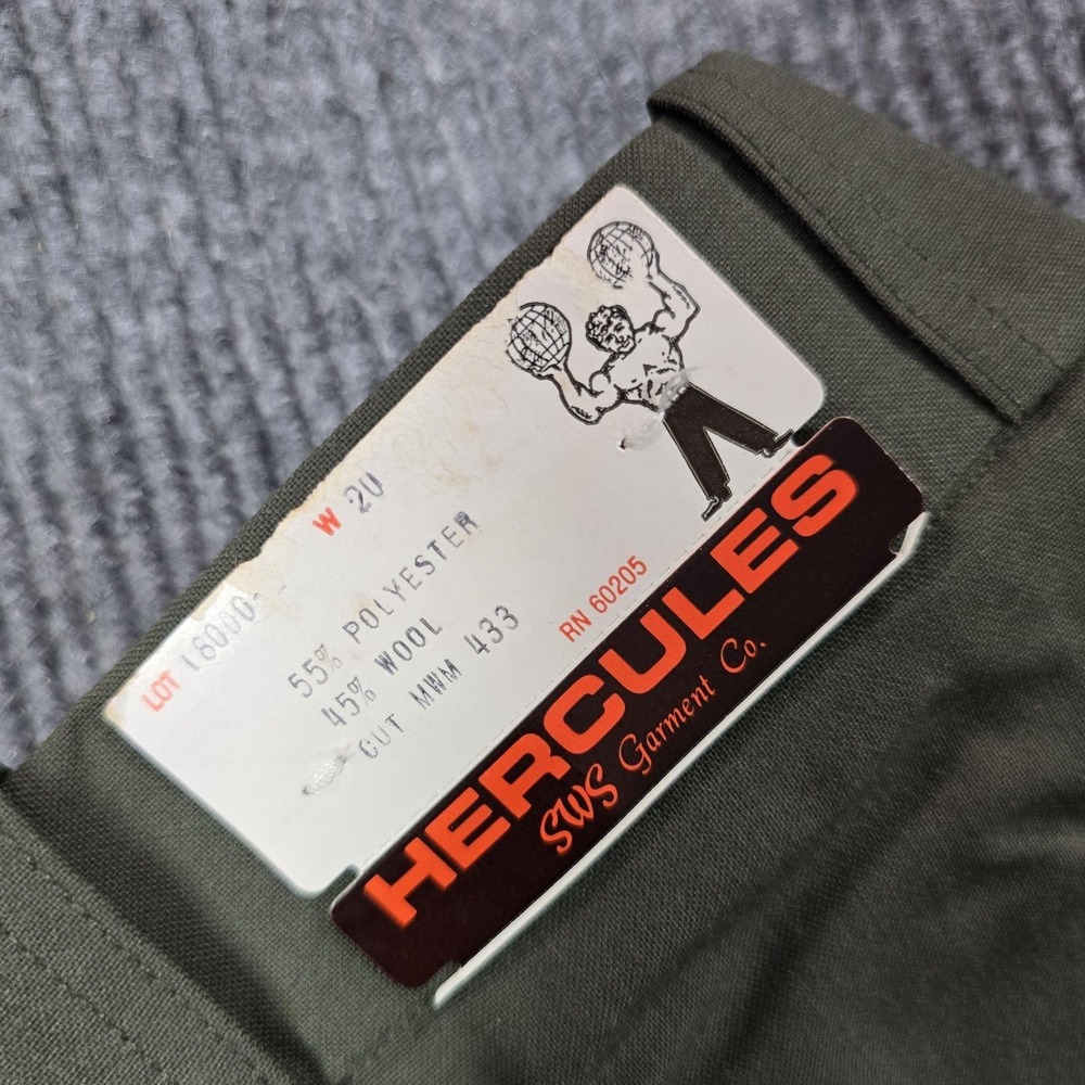 Vintage Hercules Pants Mens 29x33 Green Wool Blend Straight Dress Workwear 32x34